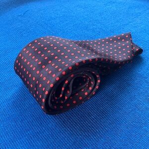 Vintage Brioni Dark Ink Red Polka Dot Silk Tie